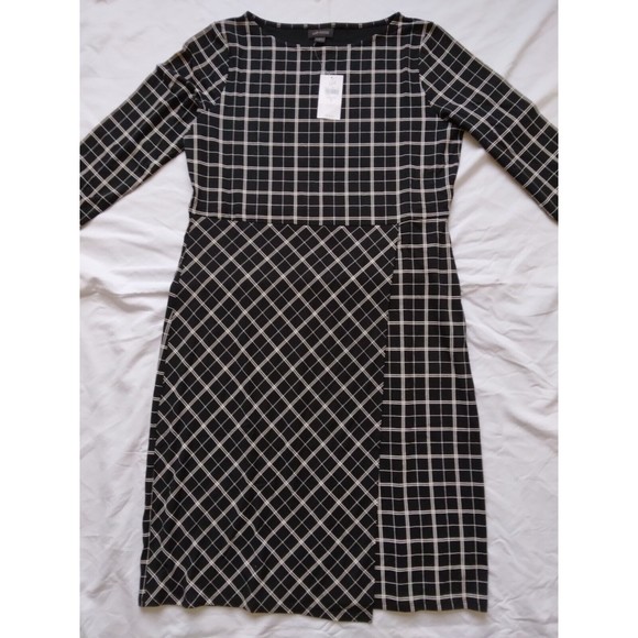 J Jill Wearever Collection Faux Wrap Stretch Black White Windowpane Womens Small - Picture 3 of 9